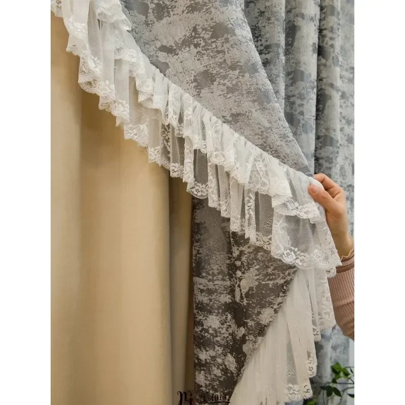 Custom Size French Luxury Curtains For Living Room Bedroomlace Blackout Princess Girl Retro American Country Villa Pastoral