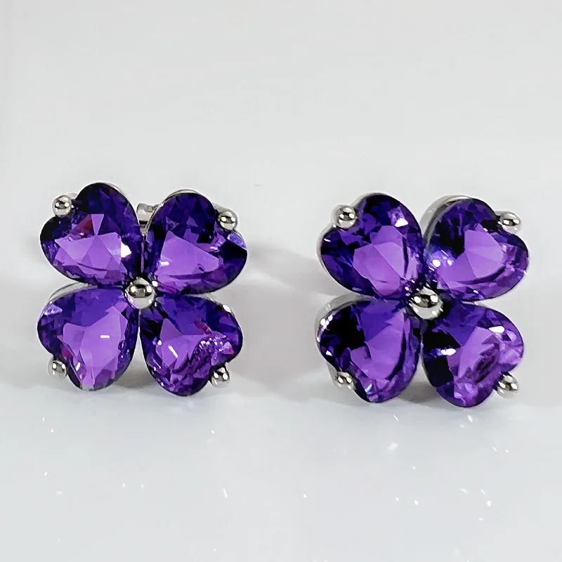 Classic Crystal Clover Earrings For Women Jewelry Luck Flower Ear Accessories Silver 925 Needle Earrings Female Christmas Gift