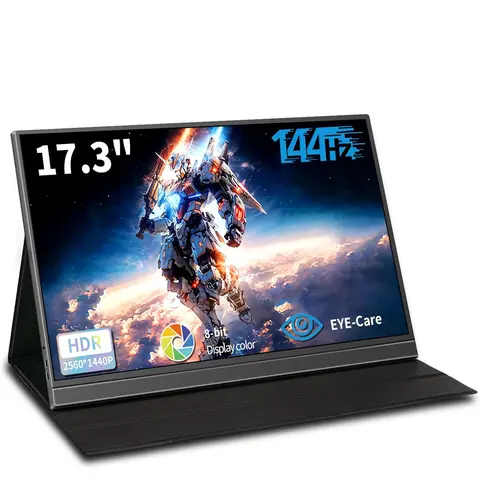 17.3인치 FHD 144Hz HDR 게이밍 모니터 휴대용 여행 모니터 킥스탠드 스피커 HDMI 외부 연결 노트북 맥 Xbox 스위치 PS5용