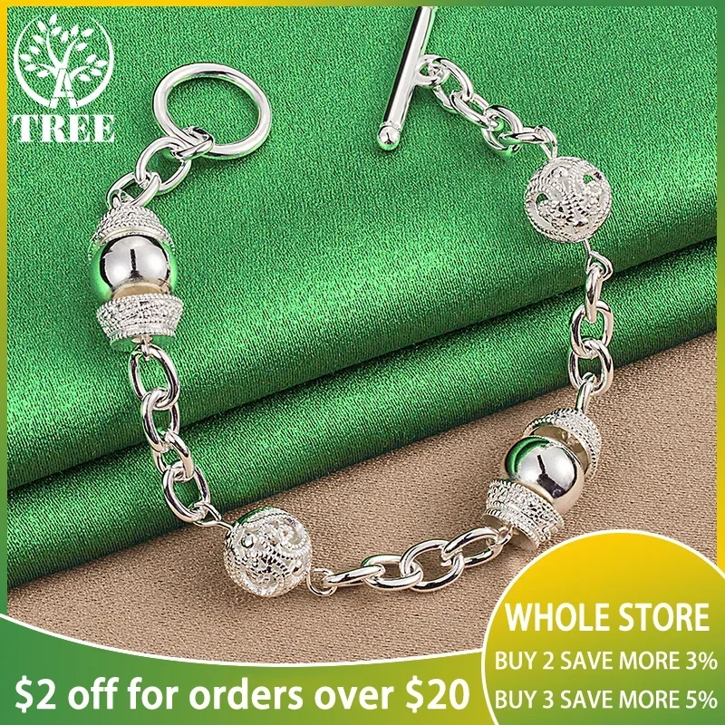 

ALITREE 925 Sterling Silver Hollow Ball Chain Bracelets For Woman Party Engagement Wedding Fashion Charm Jewelry Birthday Gifts