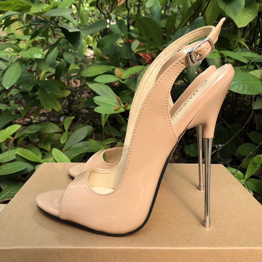 16cm Pumps Super High Heels Women Nude Sandals Sexy Peep Toe Metal Stilettos Fetish Model Cross Dresser Unisex Shoes Customize