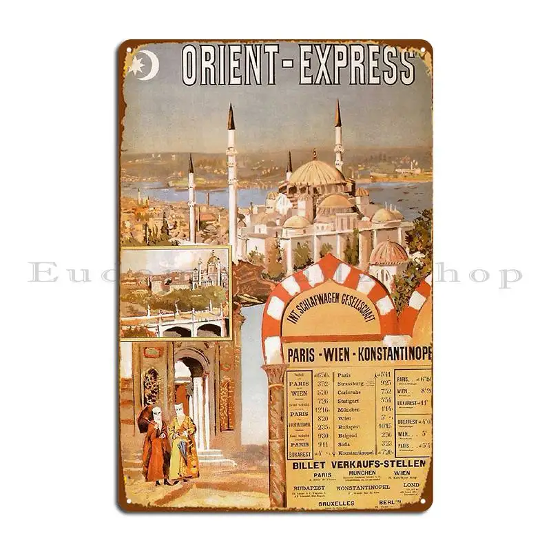 Orient Express Vintage Train Travel Print Vintage Travel Art Orient Express Metal Sign Club Wall Decor Iron Tin Sign Poster