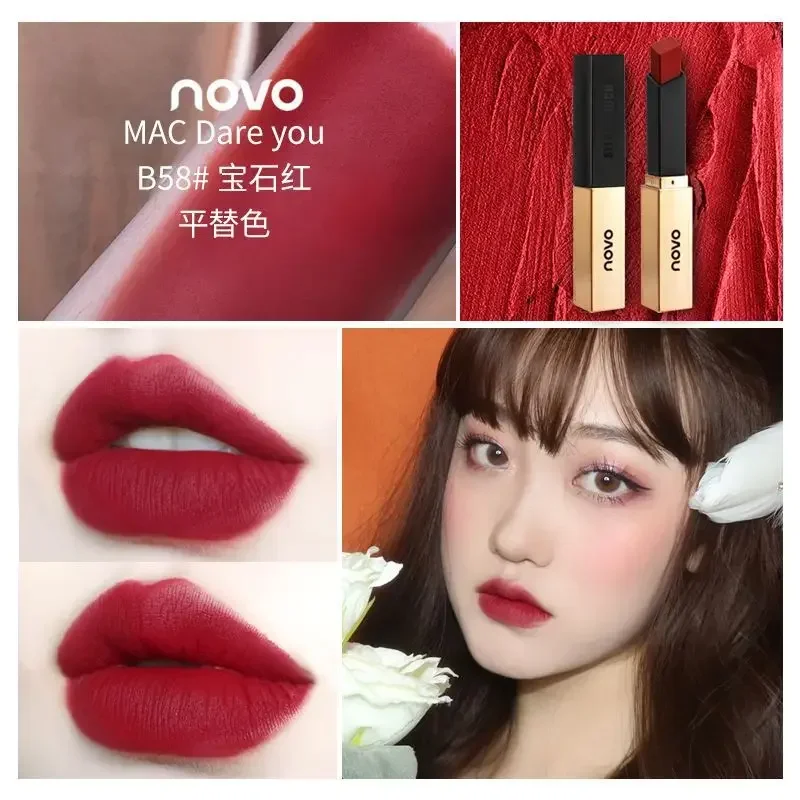 NOVO Mist Velvet Thin Tube Small Gold Bar 196/420/316Replace Lipstick Moisturizing Longlasting Matte Lip Gloss Wholesale Makeups