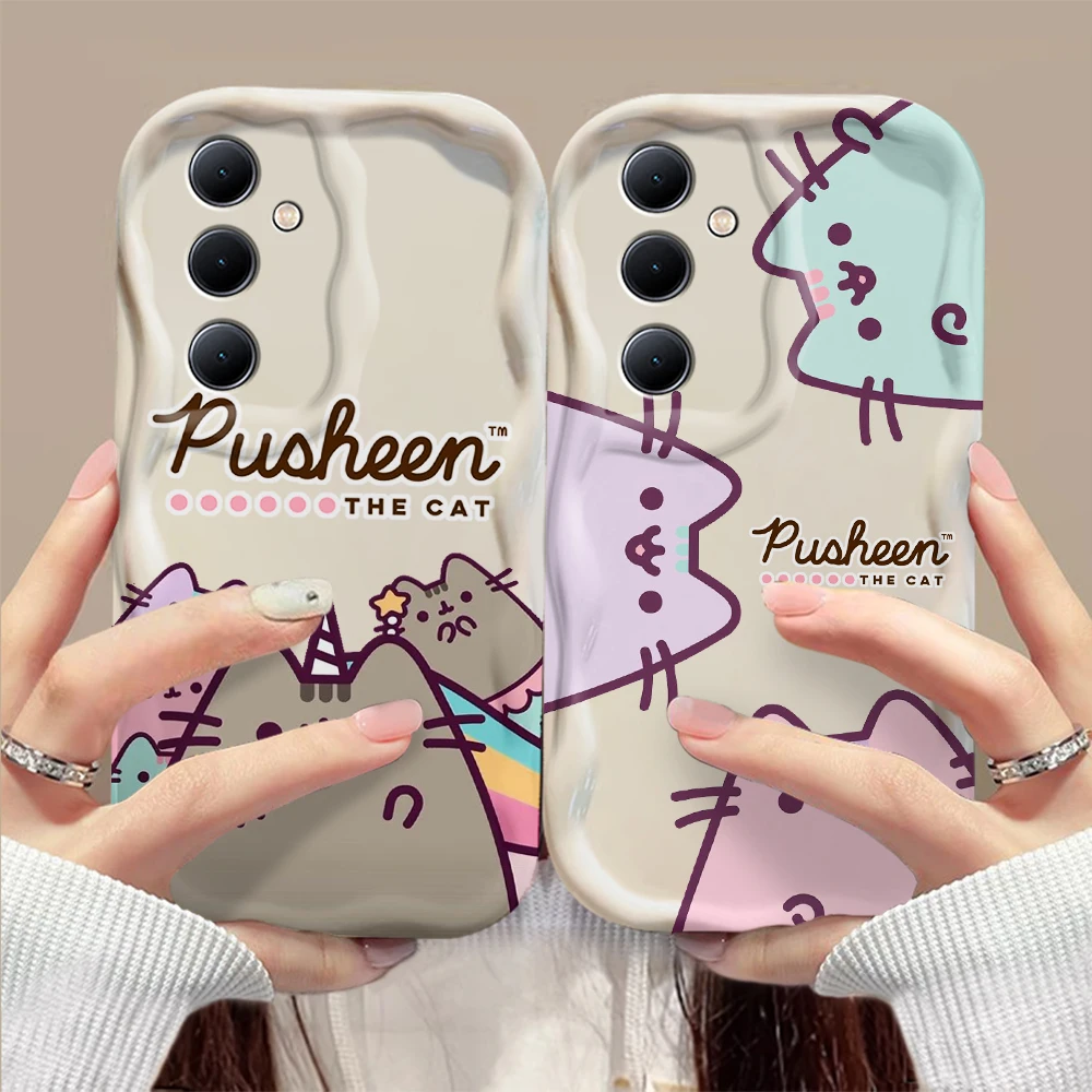 Funny Pusheen Cat Hot Cute 3D Wave Case For OPPO A94 A93 A92 A79 A78 A76 A58 A57 A55 A38 A33 A17 A16 A15 2020 4G 5G Back Cover