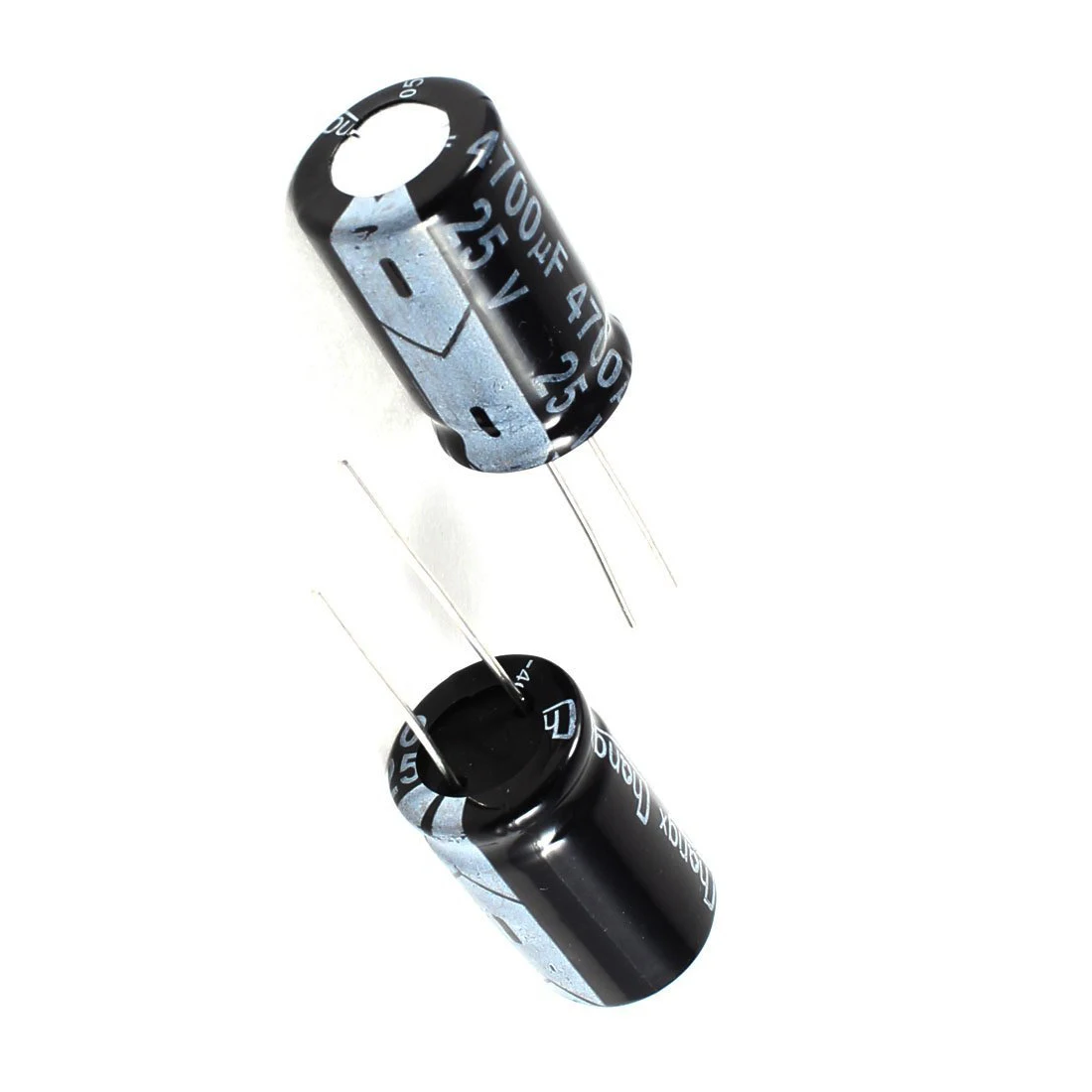 2 Pcs 4700uF 25V 105C Radial Electrolytic Capacitors Black 26x16mm