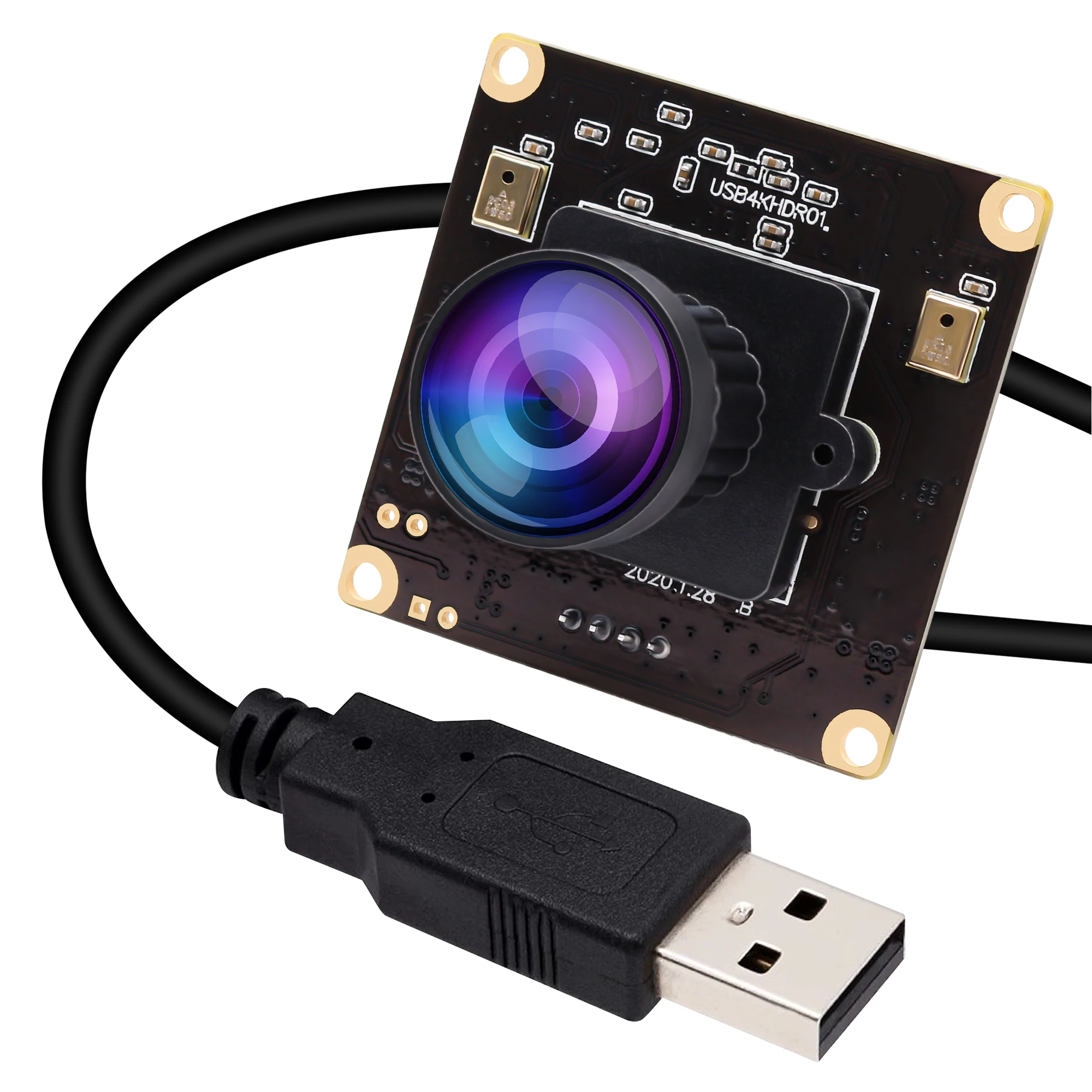 Fisheye 4K USB Camera Module Mini CMOS IMX317 Machine Vision USB Webcam With Microphone for Raspberry Pi Laptop