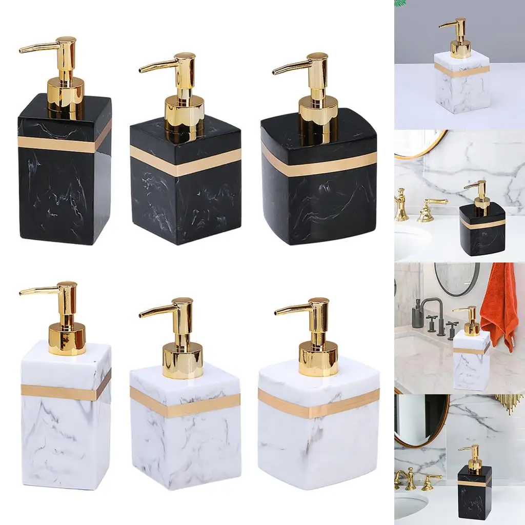 Reusable Resin Soap Dispenser Manual Empty Liquid Lotion Pump Bottle for Room Countertop