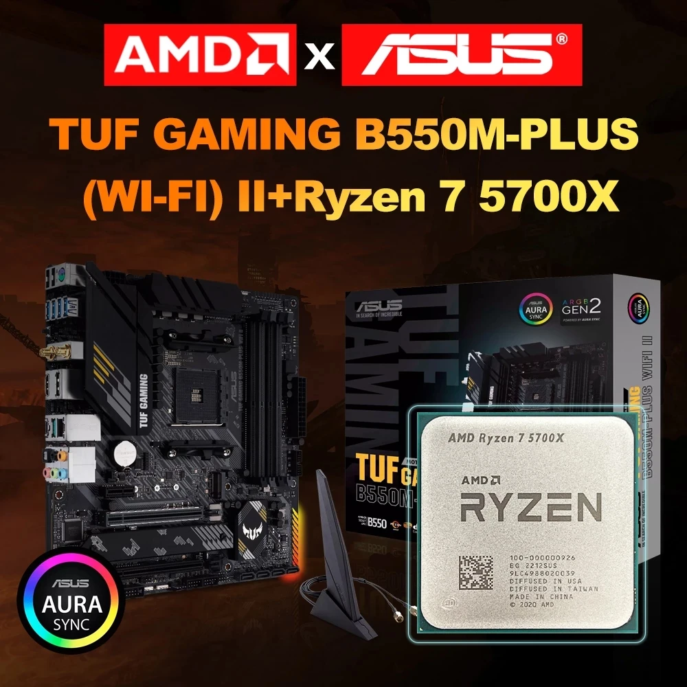 Amd Nieuwe Ryzen 7 5700X R7 5700X Cpu + Asus Tuf B550M Plus Wifi Ii Moederbord AM4 Cpu Processor Micro-Atx B550M 128G 4600 Mhz