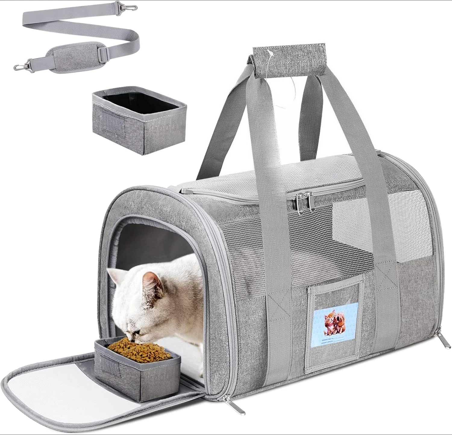 

Soft-Sided Pet Carrier – Collapsible Travel Bag for Cats & Dogs Under 15 lbs – Grey