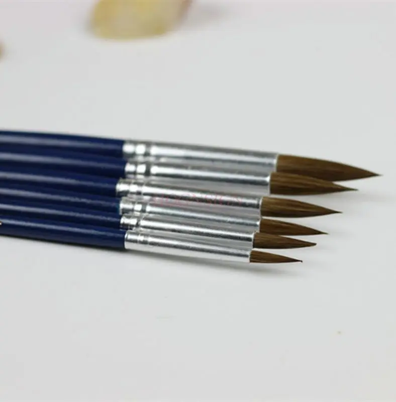 

6 шт., конский волос, волчья шерсть, художественная акварельная ручка с круглой головкой, китайская кисть, акварельная ручка из мягкого меха с острым носком