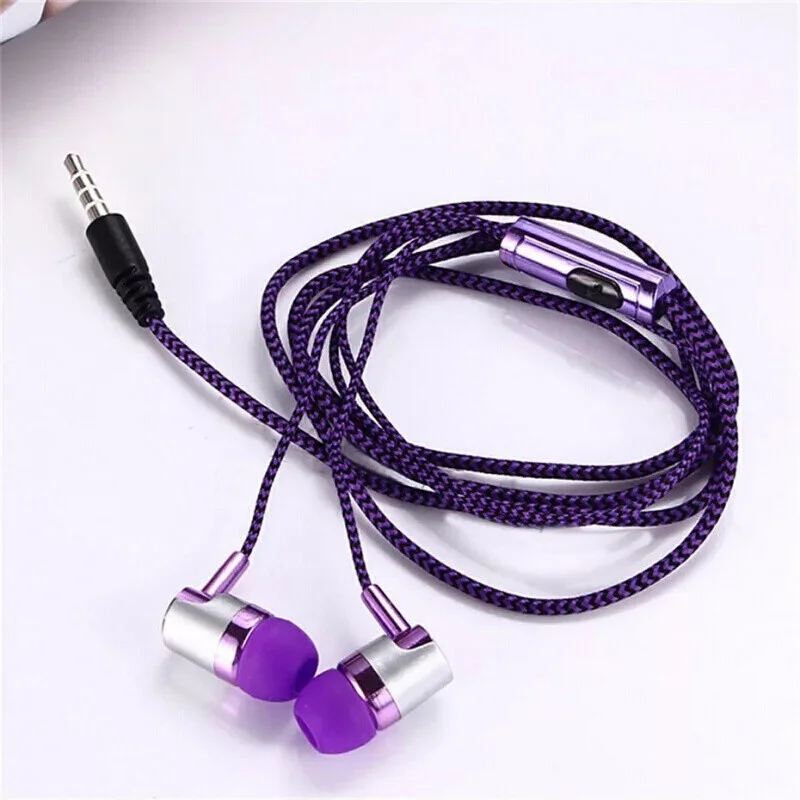 3.5mm In-Ear Stereo Earbuds Earphone Wired Nylon Weave Cable Earphone Headset With Mic For Xiaomi