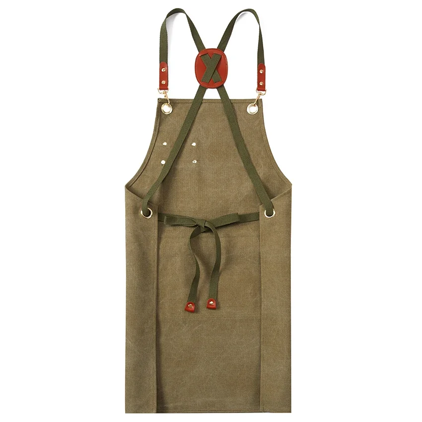 Grembiule da cuoco con spalline incrociate sul retro per uomo donna grembiule in tela di cotone per artisti pittura cucina cucina grembiule da