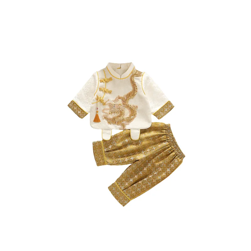 الخريف ليلة رأس السنة زي الطفل تانغ الملابس الجديدة النمط الصيني الطفل الكنز التقاط أسبوع عيد ميلاد تاج Hanfu البدلة