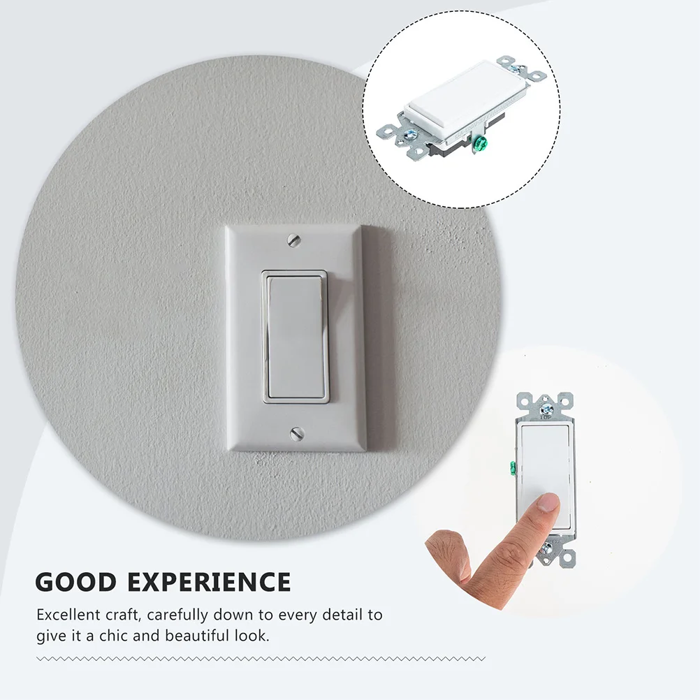 

White 15A 3-Way Wall Single Pole Rocker Light Switch Electrical Self-Grounding Side Back Wiring LED Interrupter 3-Way Decorator