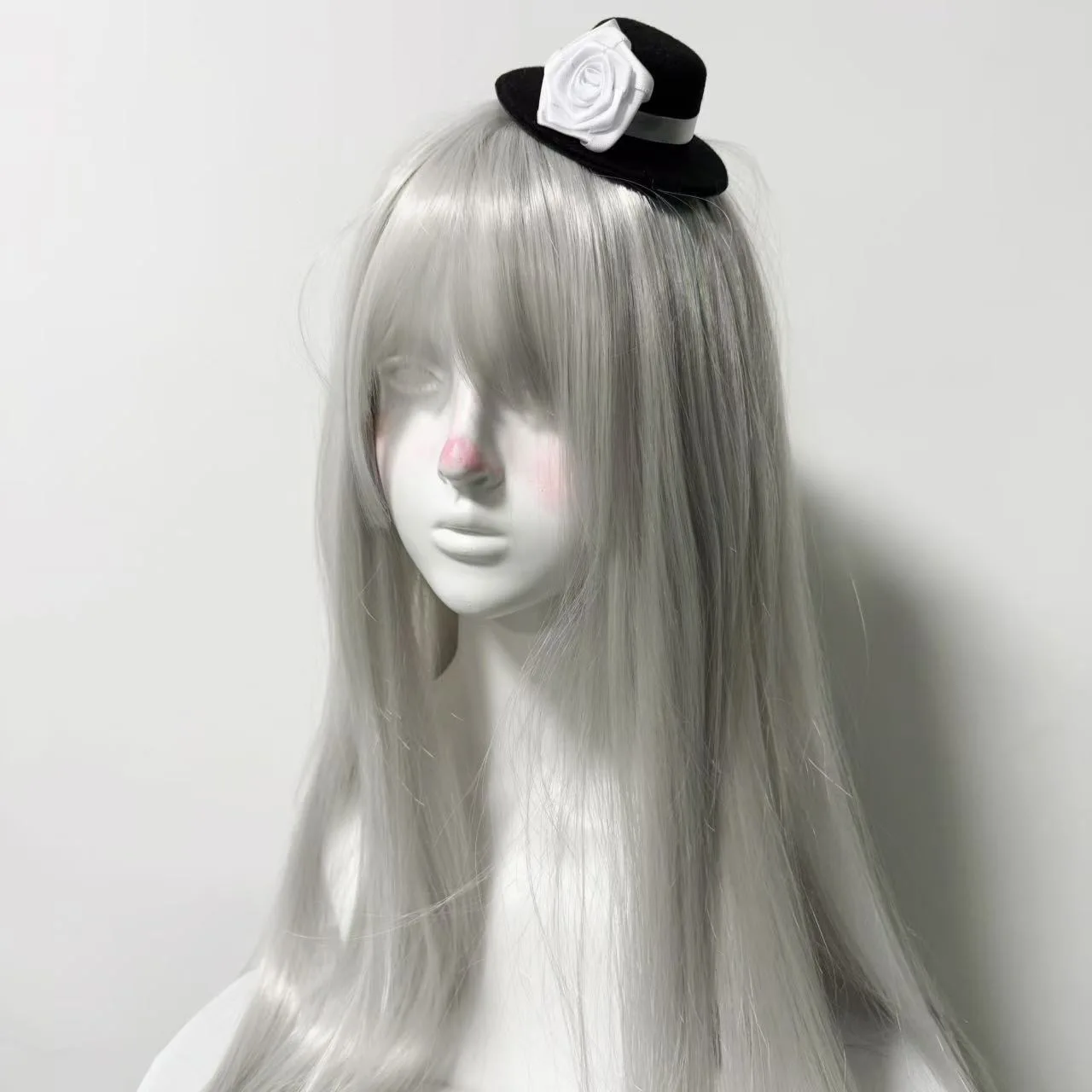 ロリータ ゴシック ヘッドピース ブラック ホワイト ローズ ヘアピン ミニ フラット ハット ヘア アクセサリー Y2K スパイシー ガール ヘア クリップ