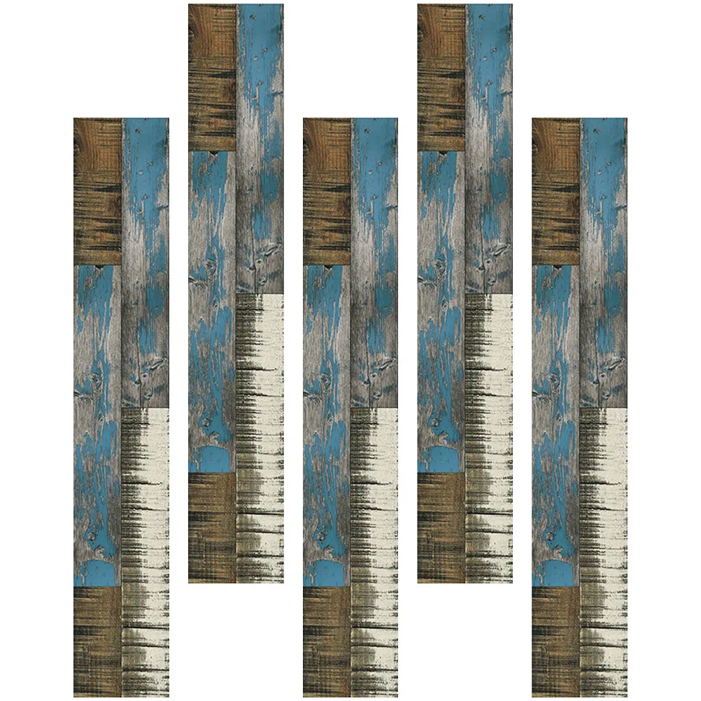 

5Pcs Wood Grain Stickers Adhesive Vinyl Flooring PVC Peel Stick Tiles Easy Install Home Office Garden Supplies