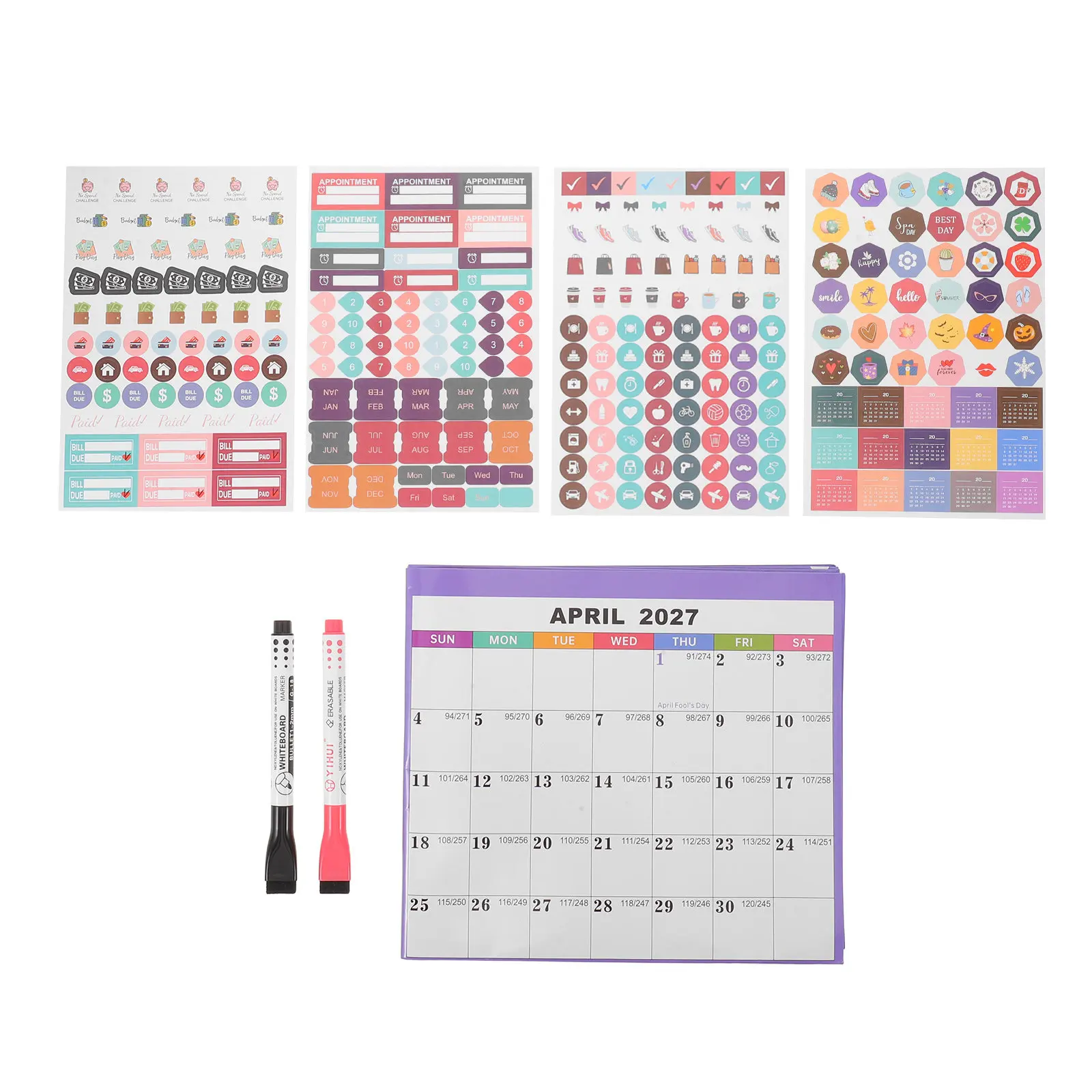 Dry Erase Wall Calendar Reversible Double Sided Erasable Month Yearly Planner Home Office Classroom Business