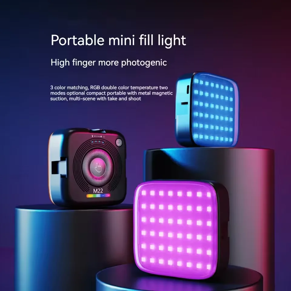 ZK30 Magnetic RGB Fill Light Portable Mobile Phone Holder Photography Pocket Light Live Broadcast SLR Selfie Vlog Photography