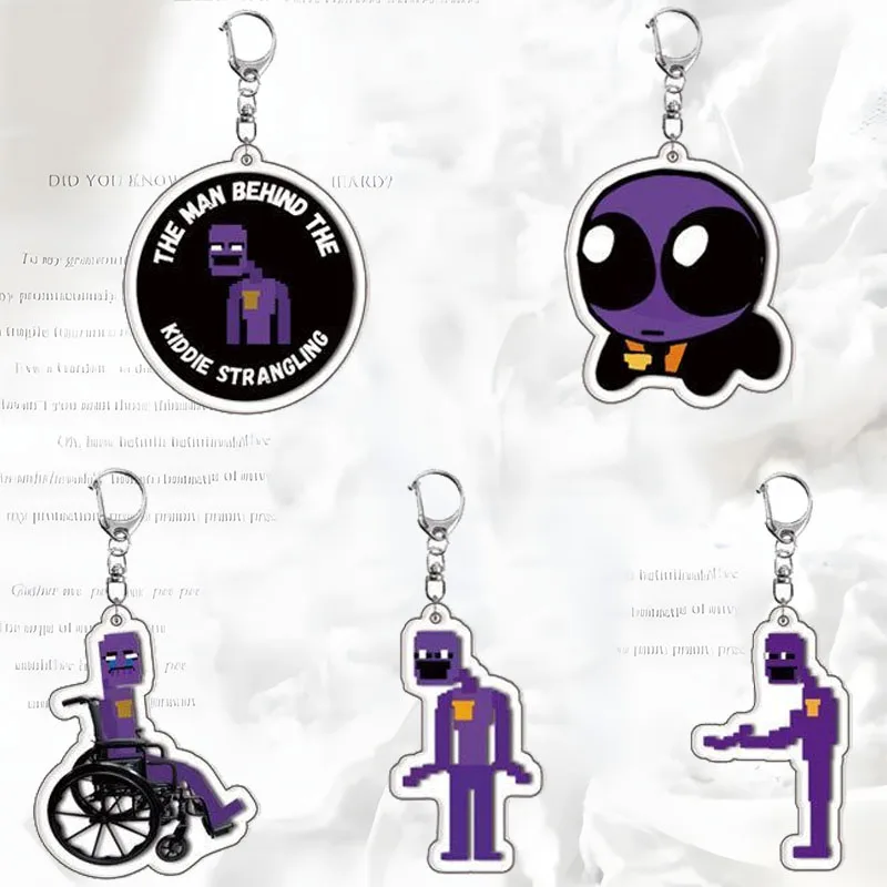 

Purple Man Golden Freddy Acrylic Keychain Anime Surrounding Cute Backpack Pendants Student School Bag Hanging Keyring Gift