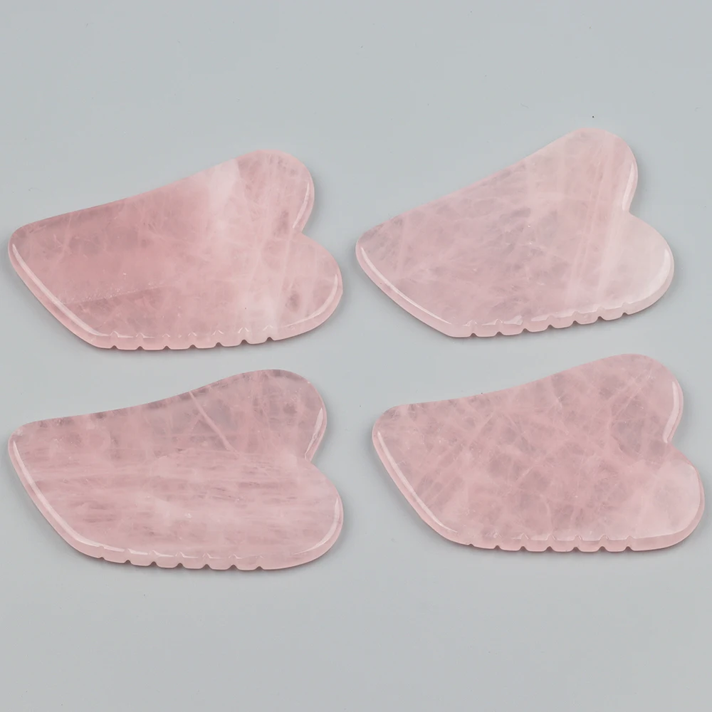 

Heart Shaped Sawtooth Gua Sha Tool Rose Quartz Beauty Product Face Massage Skin Health Care Crystal Massager Lifting And Firming