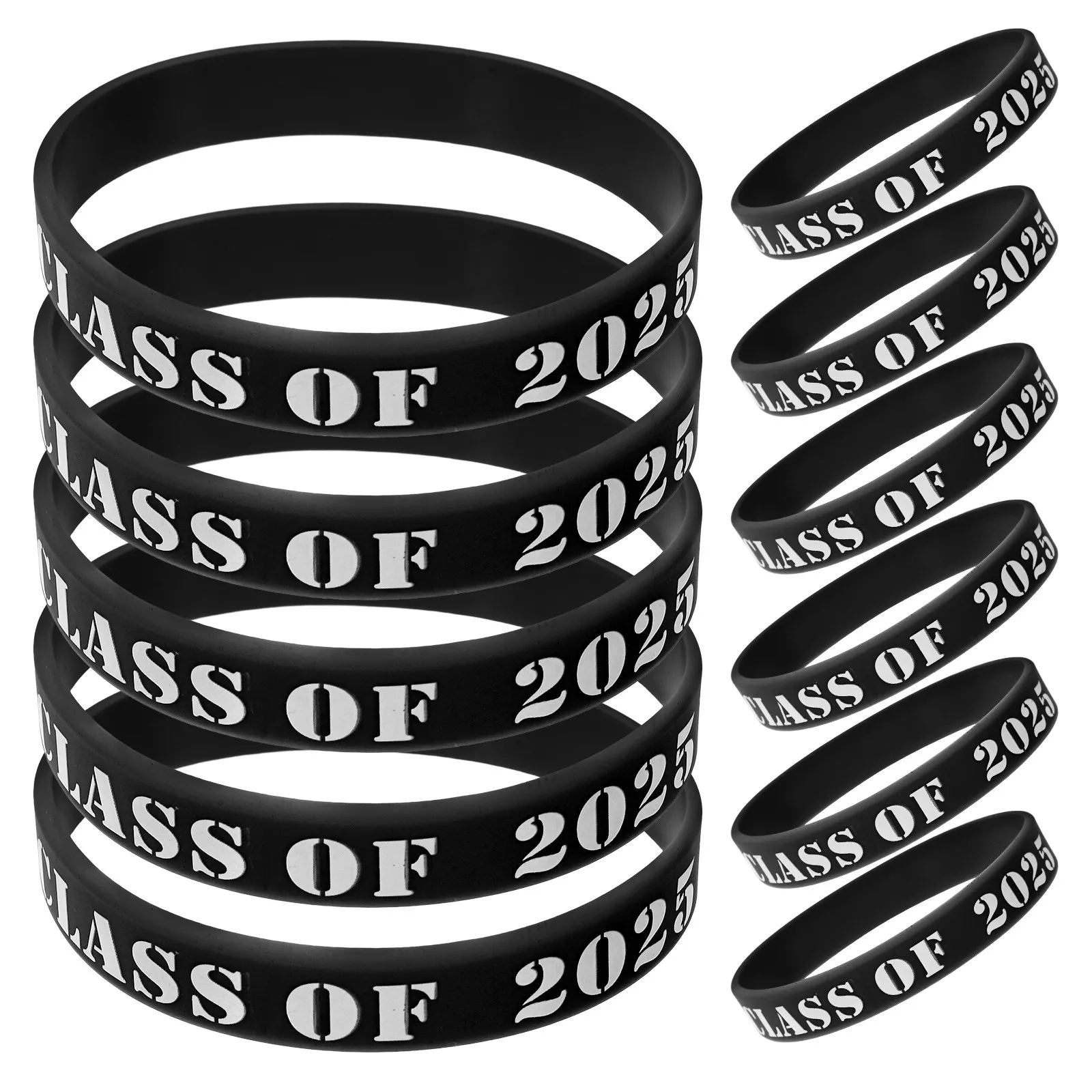 25Pcs Graduation Wristbands Silicone Class of 2025 Smooth Soft Stretchy Reusable Decorative Wristbands Party Event Supplies