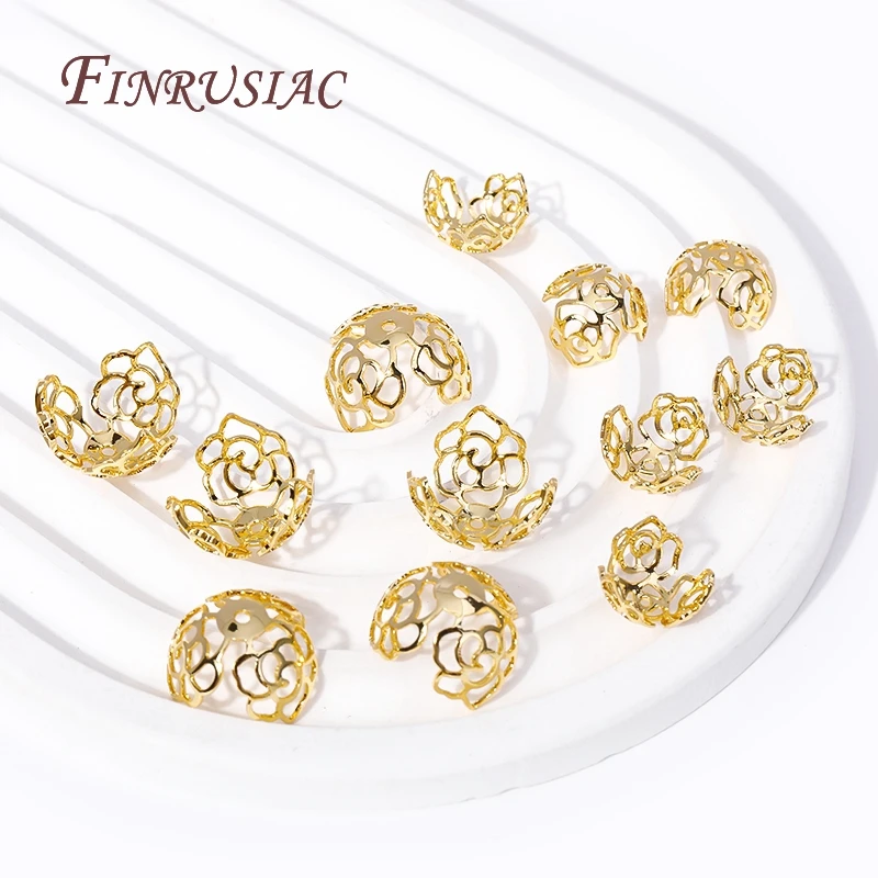 18K Gold Plated 12/16MM Large Beads Caps Filigree Bead Cap High Quality Jewelry Beads Cap DIY Handmade Jewelry Accessories