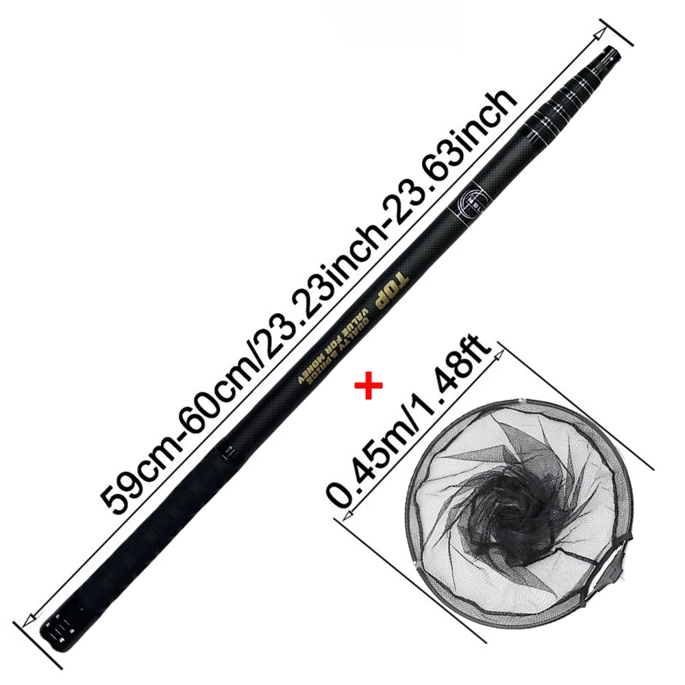 Marke MBLN, 328 cm/129 Zoll Gesamtlänge, ultraleicht insgesamt 414 g, tragbarer Kescher, Netzgriff aus Carbon, Netzkopf aus Aluminiumlegierung