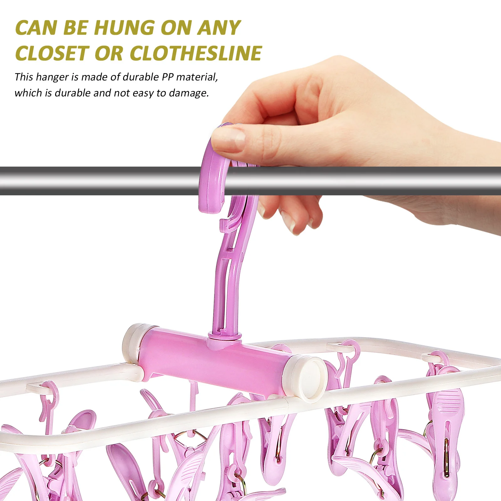 

4 pcs Foldable Clothes Drying Rack Hangers Clips Plastic Windproof Hook Sock Underwear Baby Clothes Laundry Travel Camping