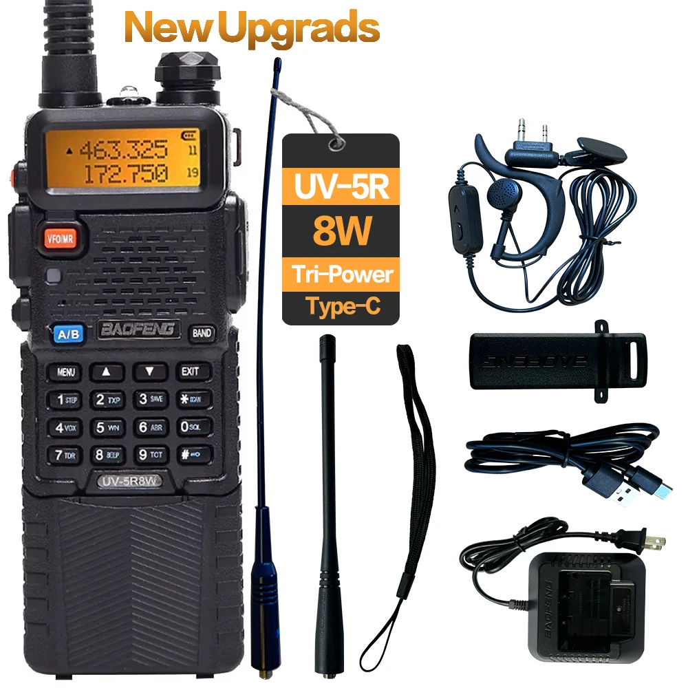 

Baofeng UV-5R 8W 3800 Walkie Talkie Tri-Power Dual Band VHF UHF Portable Long Range High Power Handheld CB Ham Two Way Radio