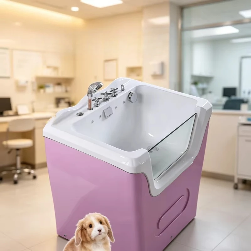 Pet Medical Equipment Pet Bath with Bubble Bath Surf Light Tempered Glass Anti-clogging Drainpipe Negative Ion Shower