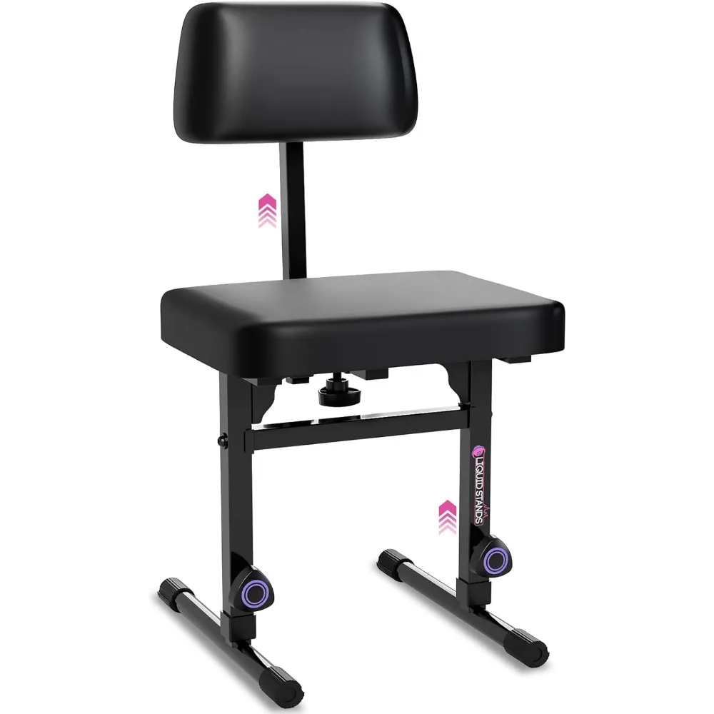 

Регулируемая скамейка для фортепиано со спинкой для клавиатур и подставок — черное мягкое сиденье