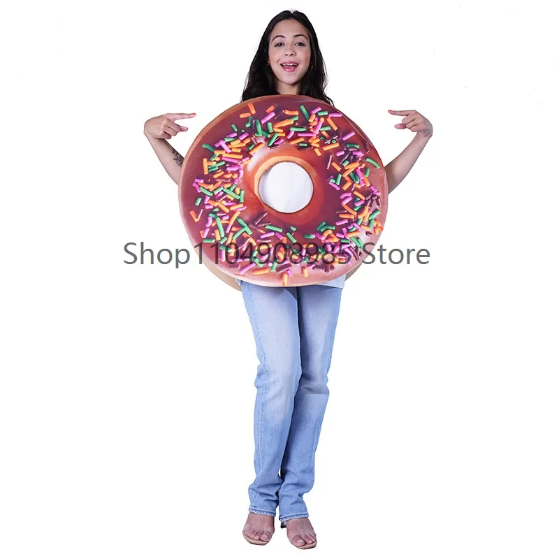 Funny Donut Cosplay Costume Foods Cos Jumpsuits Sponge Suits for Girls Boys Halloween Carnival Parties School Stage Shows