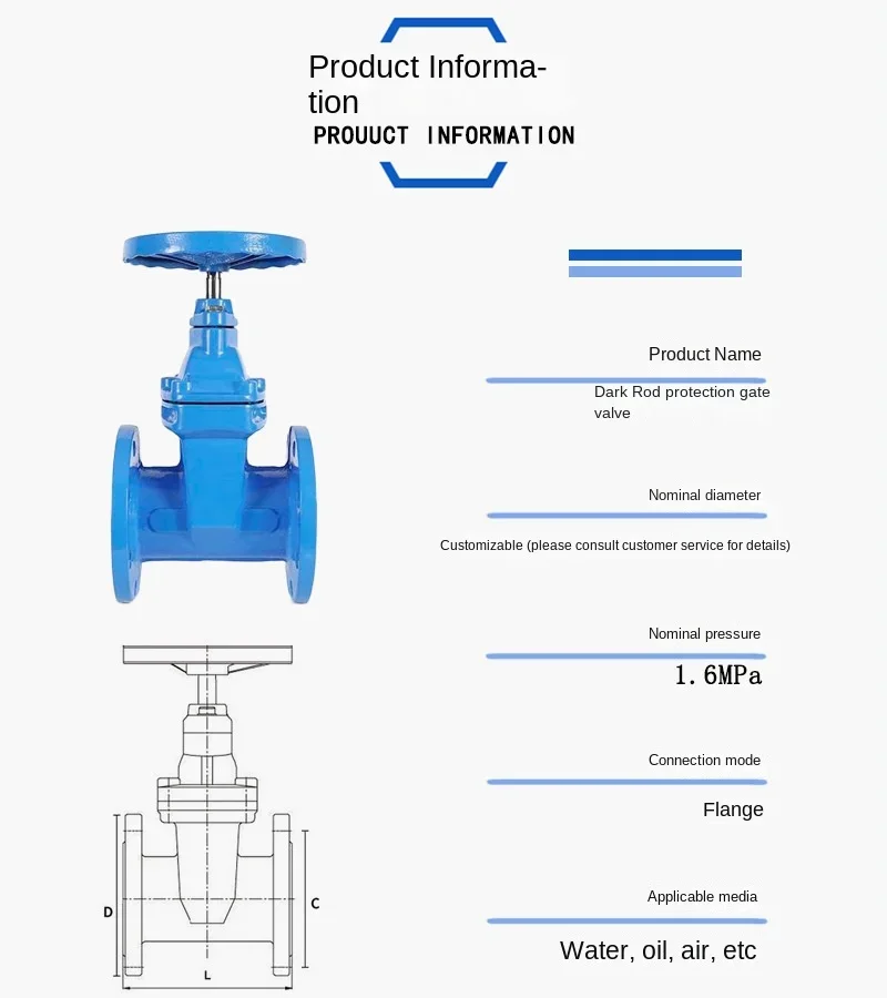 Z45X-16Q Ductile Iron Dark Rod Flanged Gate Valve