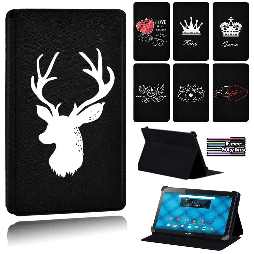 

For Acer Iconia One 10 B3-A30 B3-A40 B3-A50/Iconia A3-A10 10.1 -Shockproof White Image Leather Flip Tablet Case + Pen