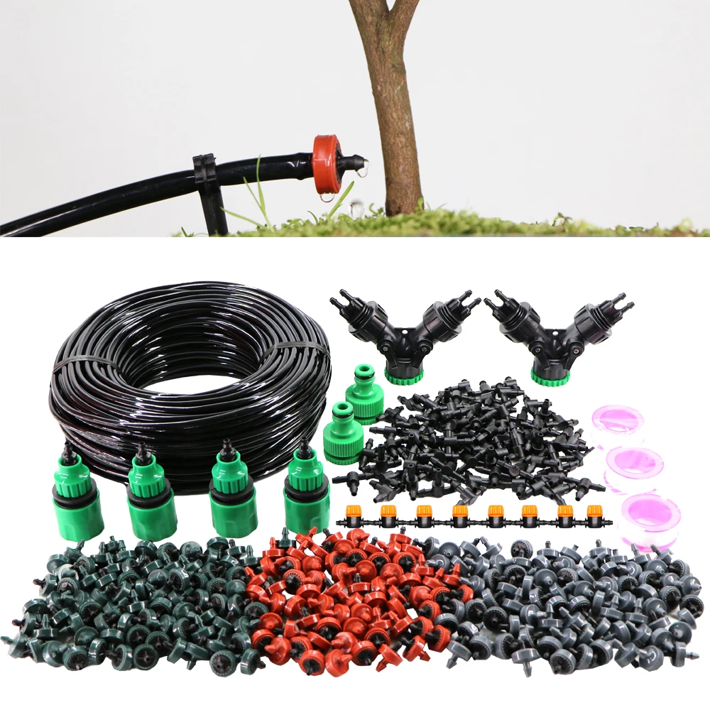 5-50m 2/4/8L Drip Emitter Garden Agriculture Irrigation Compensation Regulator System 1/4''Hose 4-Way Micro Watering Flow Flower