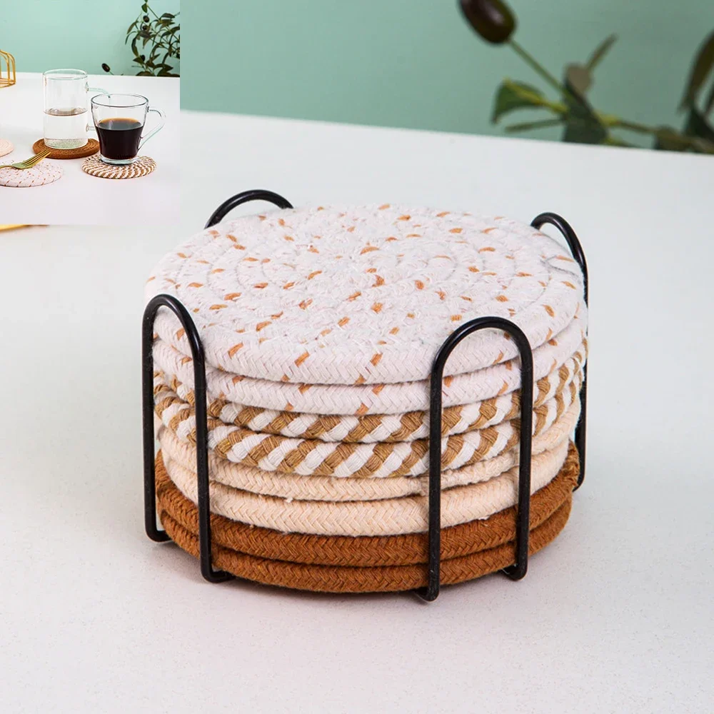 

8Pcs Natural Round Square Shape Wooden Cup Mat Coaster Tea Coffee Mug Drinks Holder for DIY Tableware Decor Pad TableMat