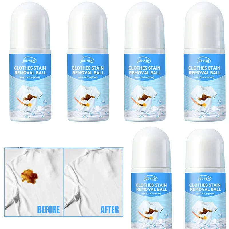 Bola rodante para eliminación de manchas de ropa, detergente portátil para limpieza de manchas de aceite, pluma de limpieza descontaminante, eliminador de polvo, 50ML