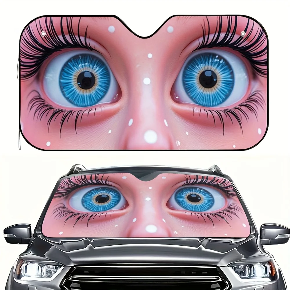 

1 шт. Автомобильный солнцезащитный козырек с милыми глазами — складной, компактный автомобильный аксессуар с ярким дизайном синих глаз, идеально подходит для городской парковки,