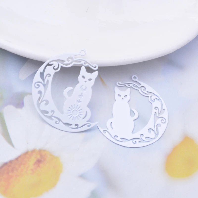 30 Stück AB7239 32*30mm Messing Bemalte Mond- und Katzen-Anhänger Schmuck-Ohrring-Zubehör – Detail 10