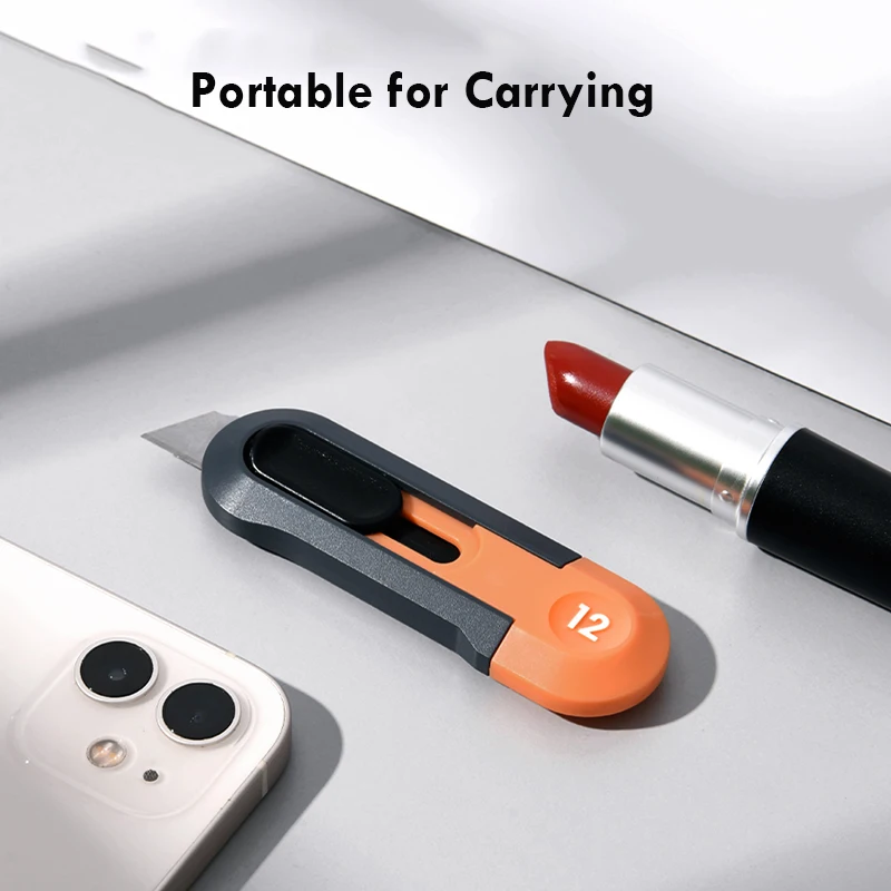 Deli Mini Knife Pocket Briefpapier НоControls Couteau Front Zelfsluitende Proptable Box Cutter Auto-Intrekken Opgewaardeerd Voor Kantoorbenodigdheden