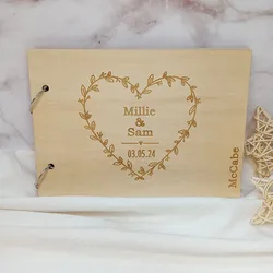 Personalized Wedding Romantic Marriage Guestbook Wooden Wedding Guest Book Communion Details For Guests Wedding Ideas Gift