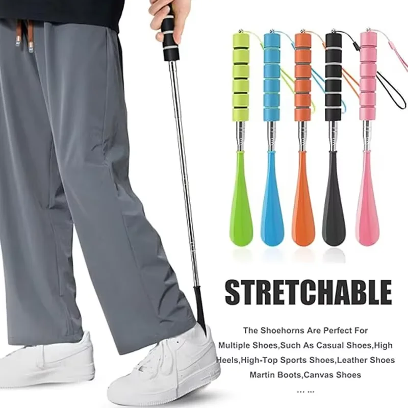 Elderly And Pregnant Women Long Stretchable Metal Shoehorn 30cm-71cm No Bending over Shoe Spoon Spatula for Easy Shoe Wear