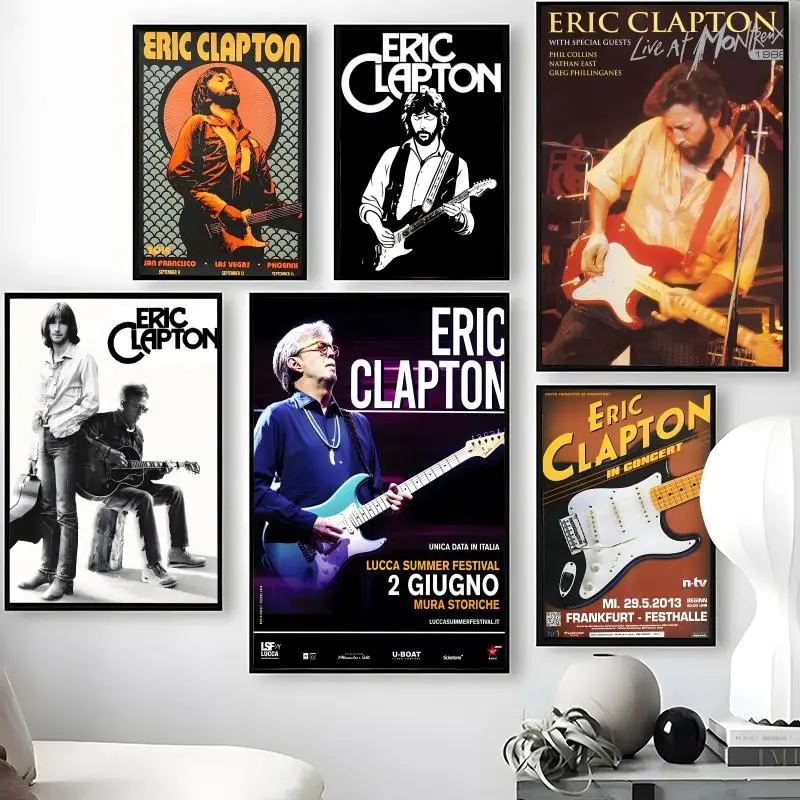 Póster de Singer E-Eric C-Clapton, pegatinas artísticas de pared autoadhesivas impermeables, decoración de pared extraíble para sala de estar y dormitorio