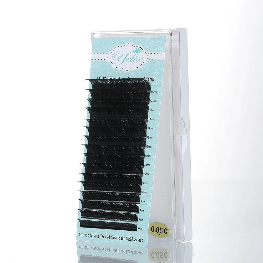 Yelix 7-15mm Mix Glossy Single Eyelashes High Quality Classic Eyelash Extension Trays Lashes Individual Long False Eyelashes