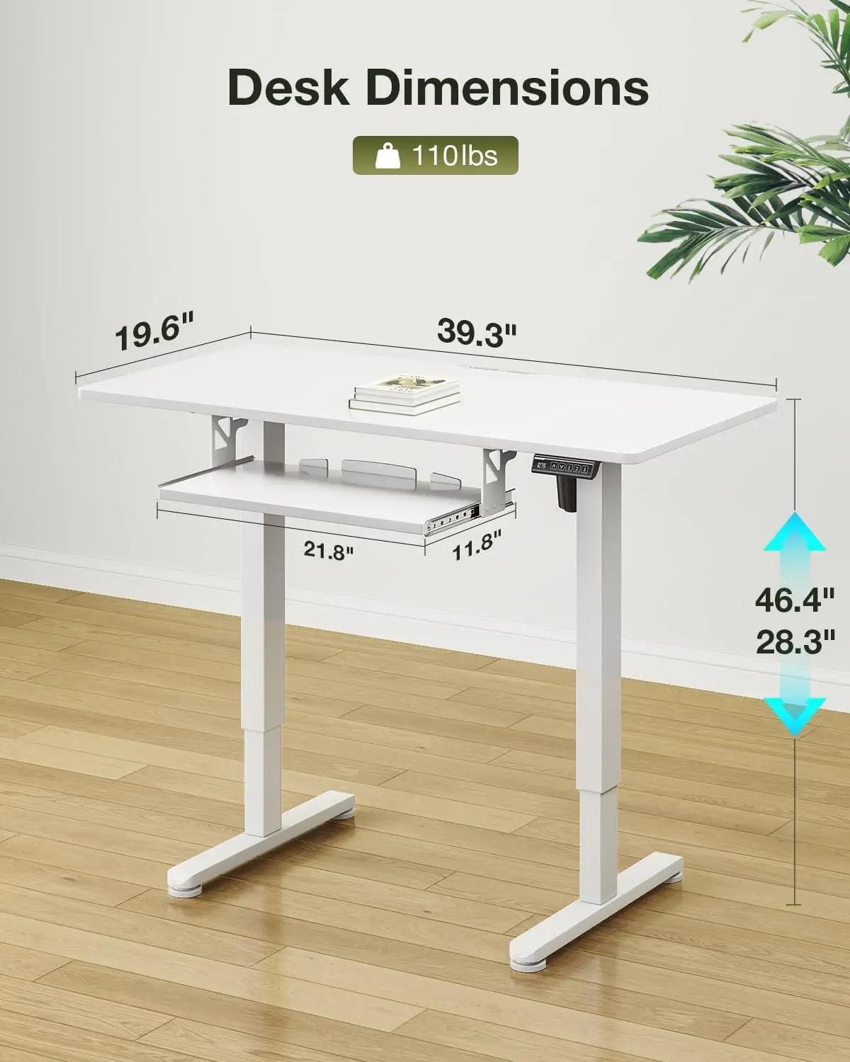 مكتب قائم كهربائي مع صينية لوحة المفاتيح، طاولة صغيرة قابلة للتعديل بارتفاع 40 بوصة، طاولة حامل للجلوس، مكتب كمبيوتر للكتابة #3