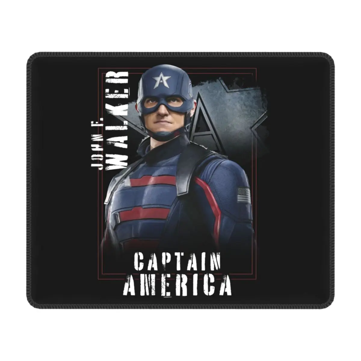 Custom Captain America Hero Computer Mouse Pad Waterproof Mousepad with Stitched Edges Non-Slip Rubber Mouse Mat for Gaming