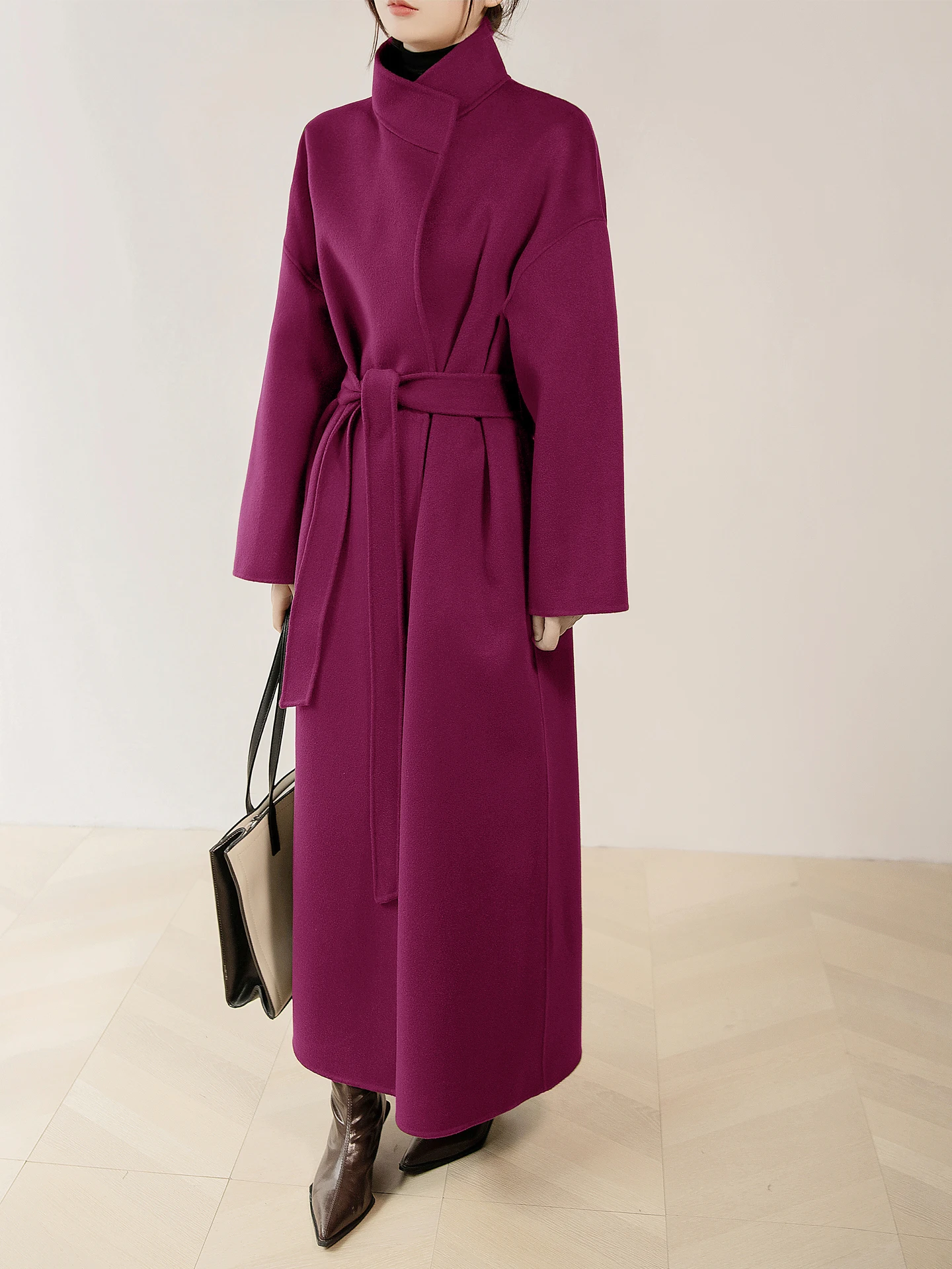 

Элитное розовое твидовое двустороннее шерстяное пальто свободного кроя с удлиненными рукавами и спущенной линией плеча, женское, больших размеров, зимняя модная верхняя одежда