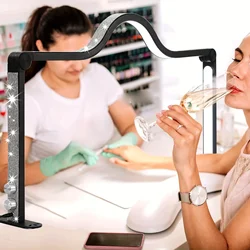 LED Knob Type Nail Lamp Manicure Eyelash Extensions Table Filling Light Beauty Salon Adjustable Foldable Diamond Half Moon Lamp