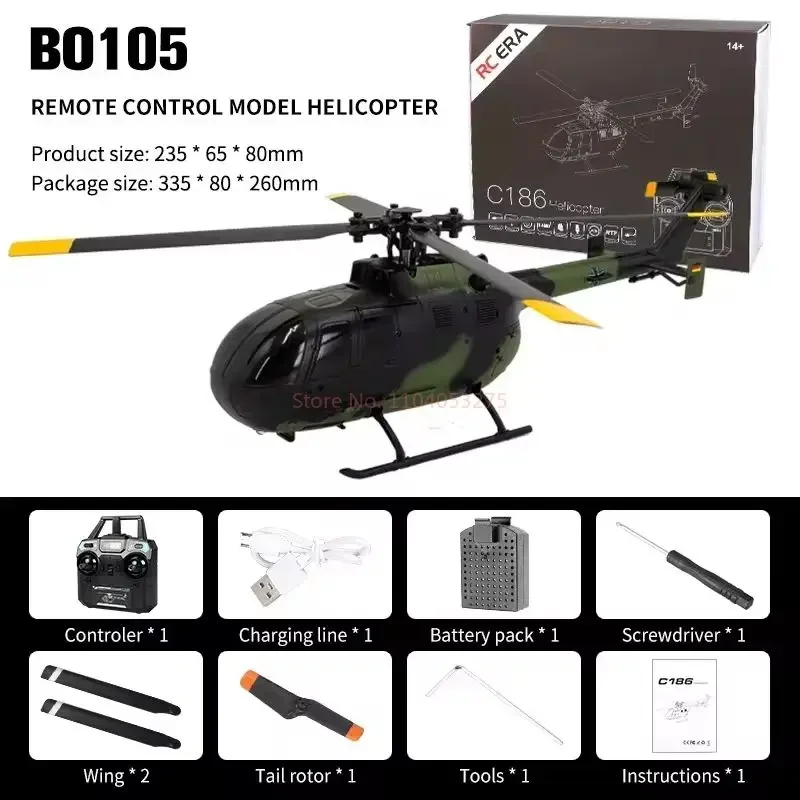 C186 Remote-Controlled Aviation Helicopter Model Four Channel Single Propeller Aircraft Simulation Bo105 Puzzle Christmas  Gifts