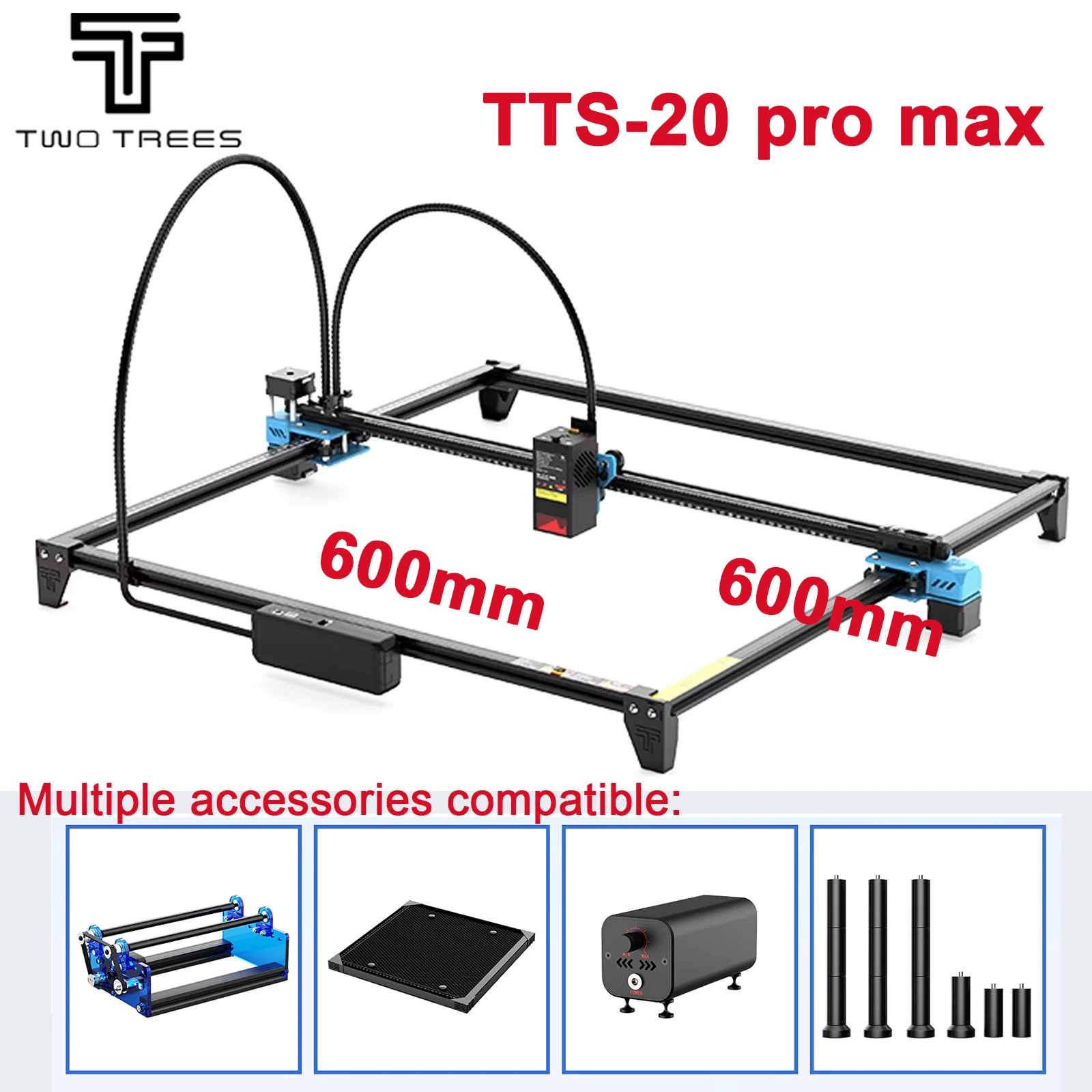 

Лазерный гравер Twotrees TTS-20 Max Metal 20W, 600x600 мм, для резки МДФ, акрила и других материалов, с ЧПУ.